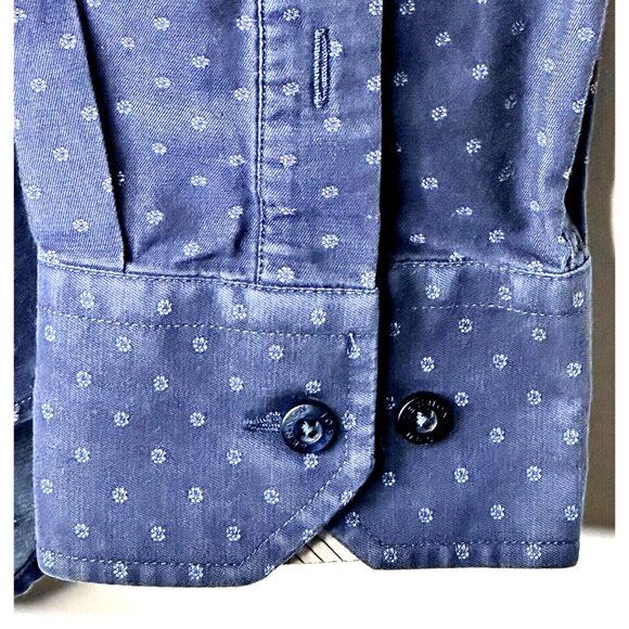 John Lennon Mens Shirt Casual Button Up Spotted Paisley Flip Cuff Blue Size L - Picture 4 of 15